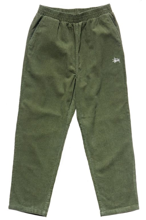 Stussy Womens Cord High-Waisted Beach Pants Green - HNVTW4870